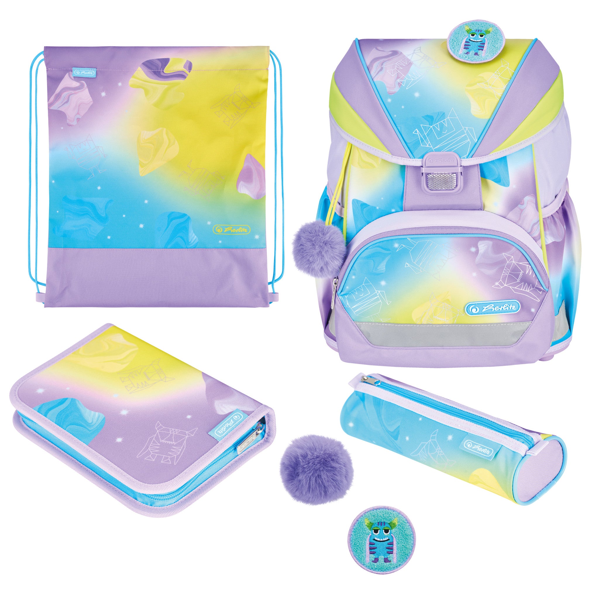 Herlitz UltraLight XL Plus – Schulrucksack-Set, Little Monster, 22 l, 32×39×25 cm