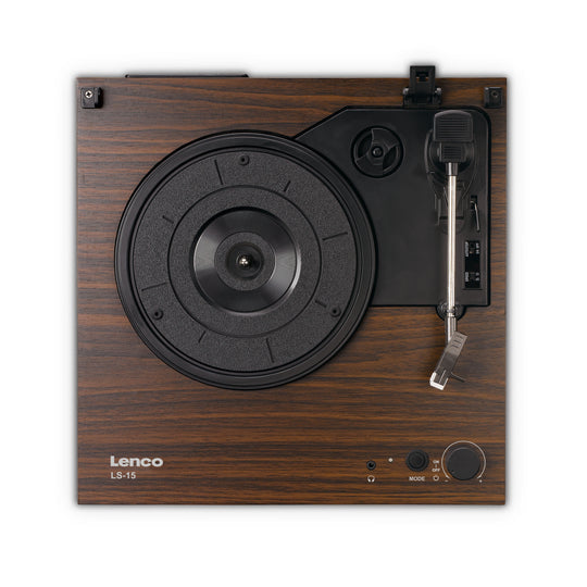 Lenco LS-15WD – Plattenspieler (Riemenantrieb), Bluetooth, Phono-Vorverstärker, 33⅓/45 – Braun