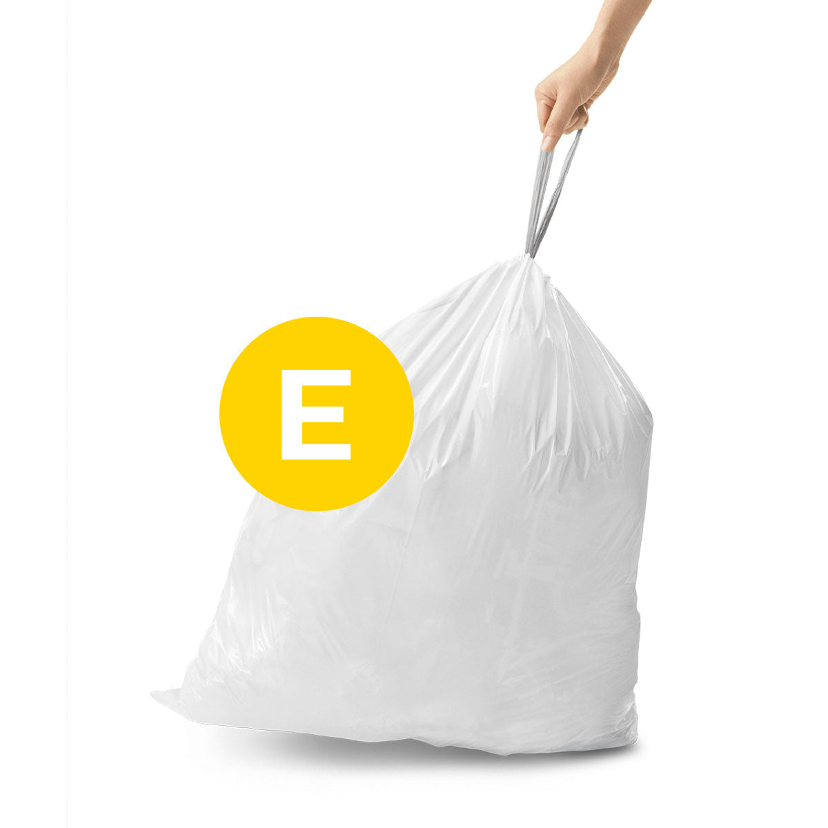 simplehuman Kehrichtsack – 20 l, mit Zugband, PE, weiss, 508 × 474 mm, 100 Stk