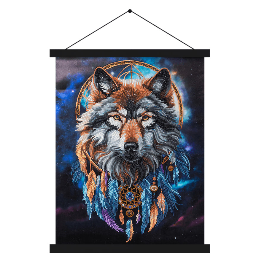 CRAFT Buddy Crystal Art Scroll – Diamond Painting Set Verzauberter Wolf – 40 × 50 cm – ab 8 Jahren