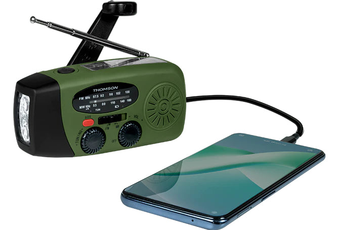Thomson RT260 – Tragbares Radio, AM/UKW, USB-C, IPX3, 2'000 mAh Akku – Grün