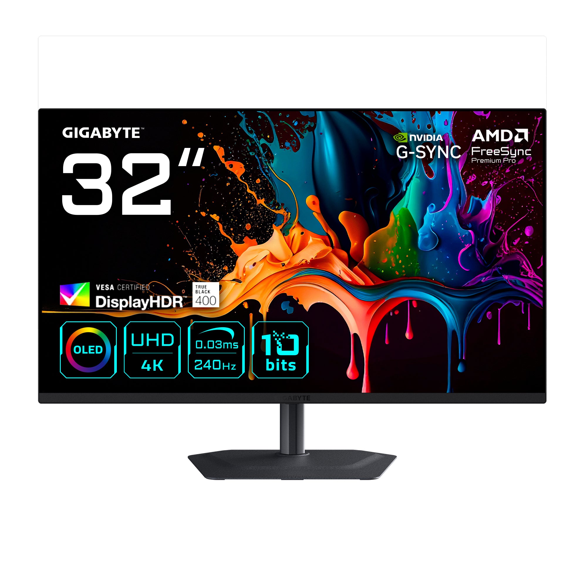 GIGABYTE MO32U2 – 31,5", 3840 × 2160 (4K), OLED, 240 Hz, USB-C 18 W, DisplayHDR 400
