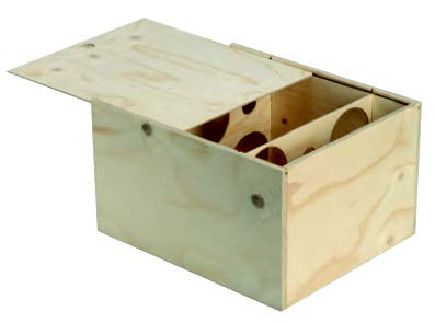 Weizenkorn Weinkiste – 35,3 × 21,5 × 29,8 cm, Holz (Fichte), Hellbeige, für 6 Flaschen