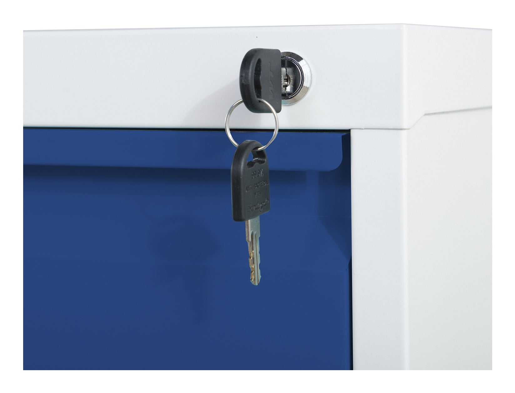 Phoenix Safe Co. FC1003GBK – Aktenschrank, 3 Schubladen, abschliessbar, Stahl, 450 × 620 × 1025 mm, Grau/Blau