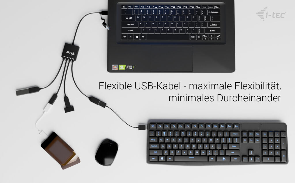 i-tec USB-Hub – USB-C/USB-A, 2× USB-A, 2× USB-C, für Windows/Mac/ChromeOS