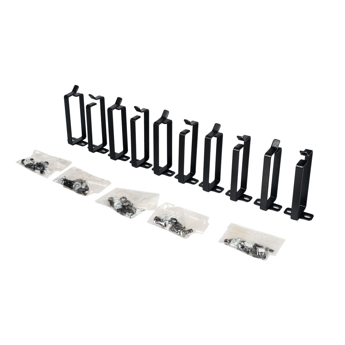 ROLINE 19" Kabelführungs-Panel, 110×44×45 mm, 10 Stk., Stahl – Schwarz