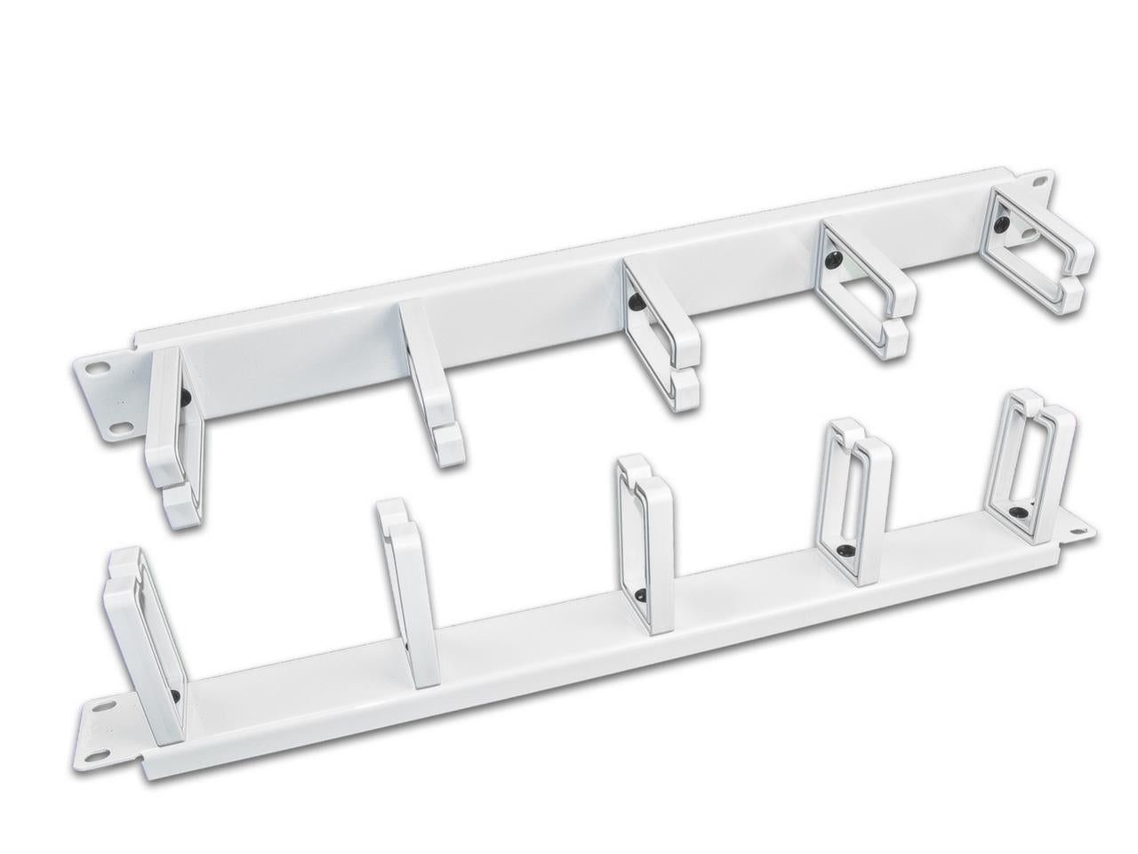 WIREWIN Kabelführungspanel 1HE – Kunststoff, Weiss, mit 5 Metallringen, 1er-Pack, für 19"-Rack