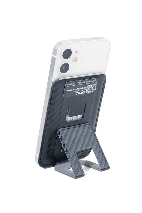 TROIKA Kartenetui Hildecard Carbon Code24 – 95×5×65 mm, 2 Karten, 34 g – schwarz – Kunstleder