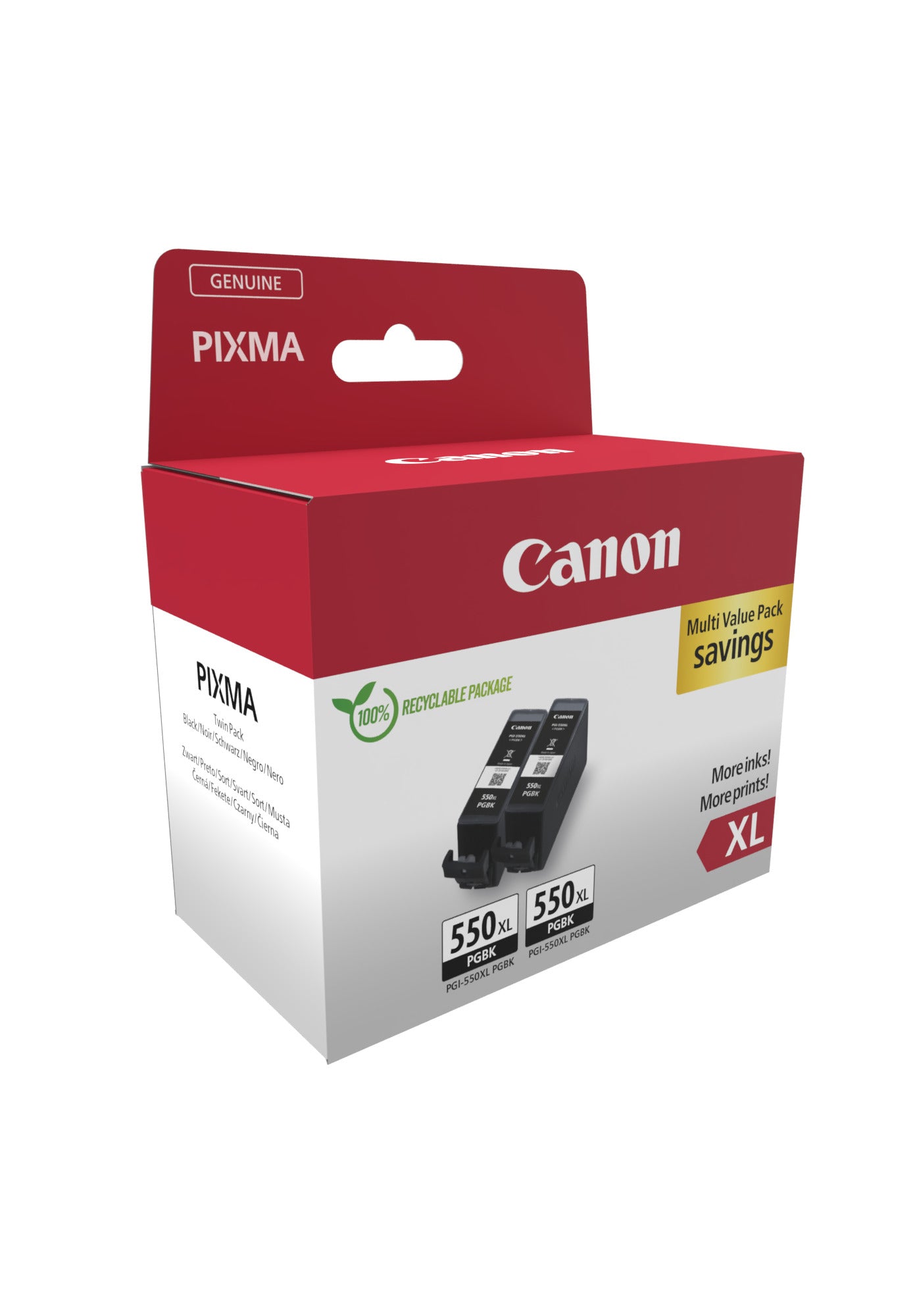 Canon Tintenpatronen-Multipack PGI-550XL, Schwarz, XL, 2er-Pack