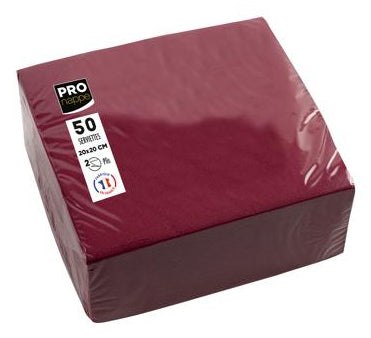 PRONAPPE PRO nappe Cocktail Servietten – Bordeaux – 20 × 20 cm, 2-lagig – 50 Stück