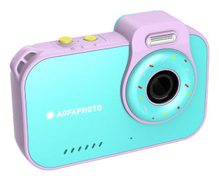 AgfaPhoto Rkcw2Bl Digitalkamera – Unterwasserkamera, wasserdicht bis 3 m, 12 MP, 2,7K, Blau, Pink