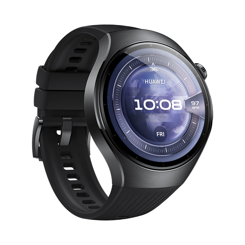 Huawei Watch 5 LTE – 46 mm, AMOLED, Edelstahl, Schwarz, Fluorelastomer, 5 ATM