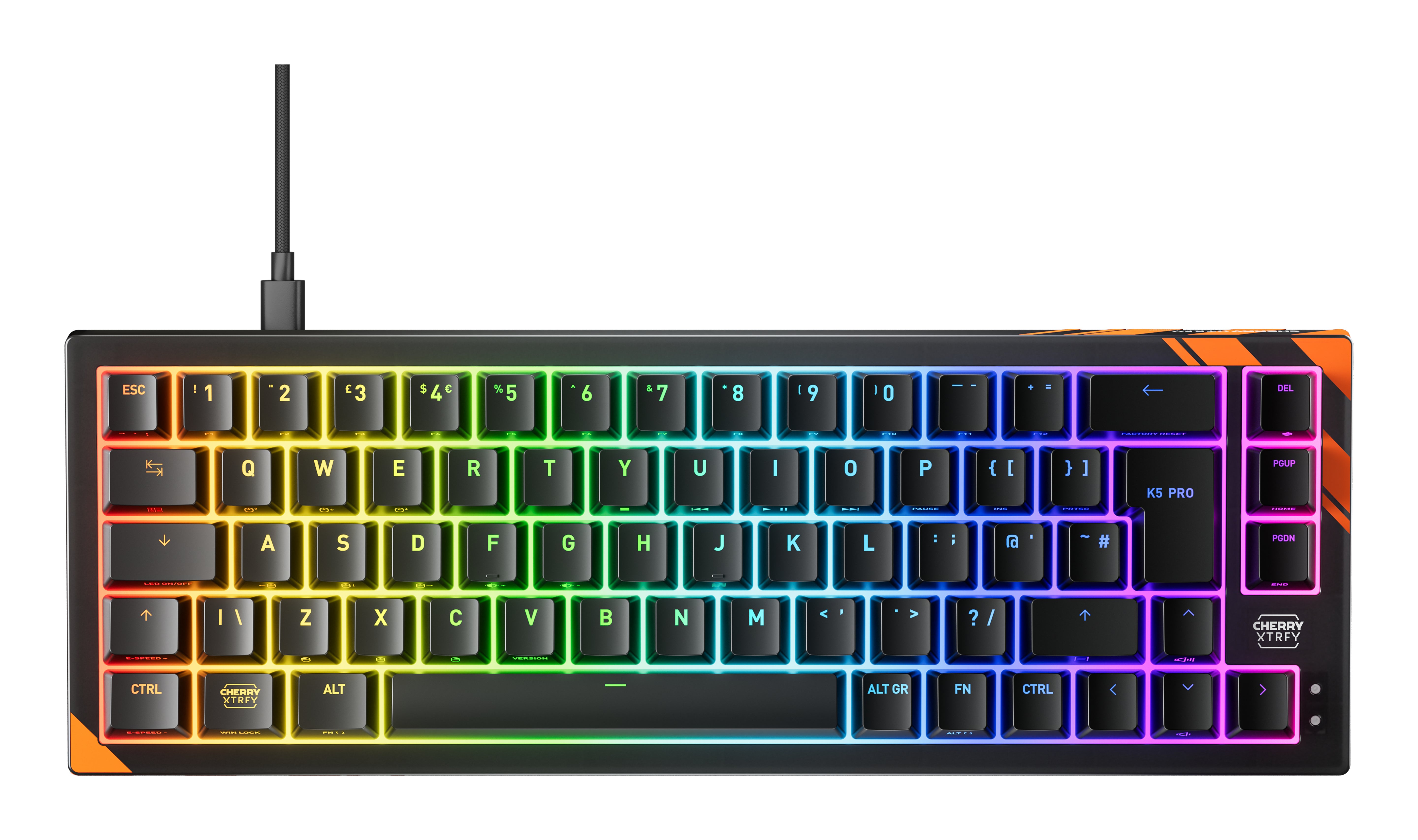 CHERRY K5 Pro TMR – Gaming-Tastatur 65% – Mechanisch – Kabelgebunden, USB-A – QWERTY (UK-INT) – RGB