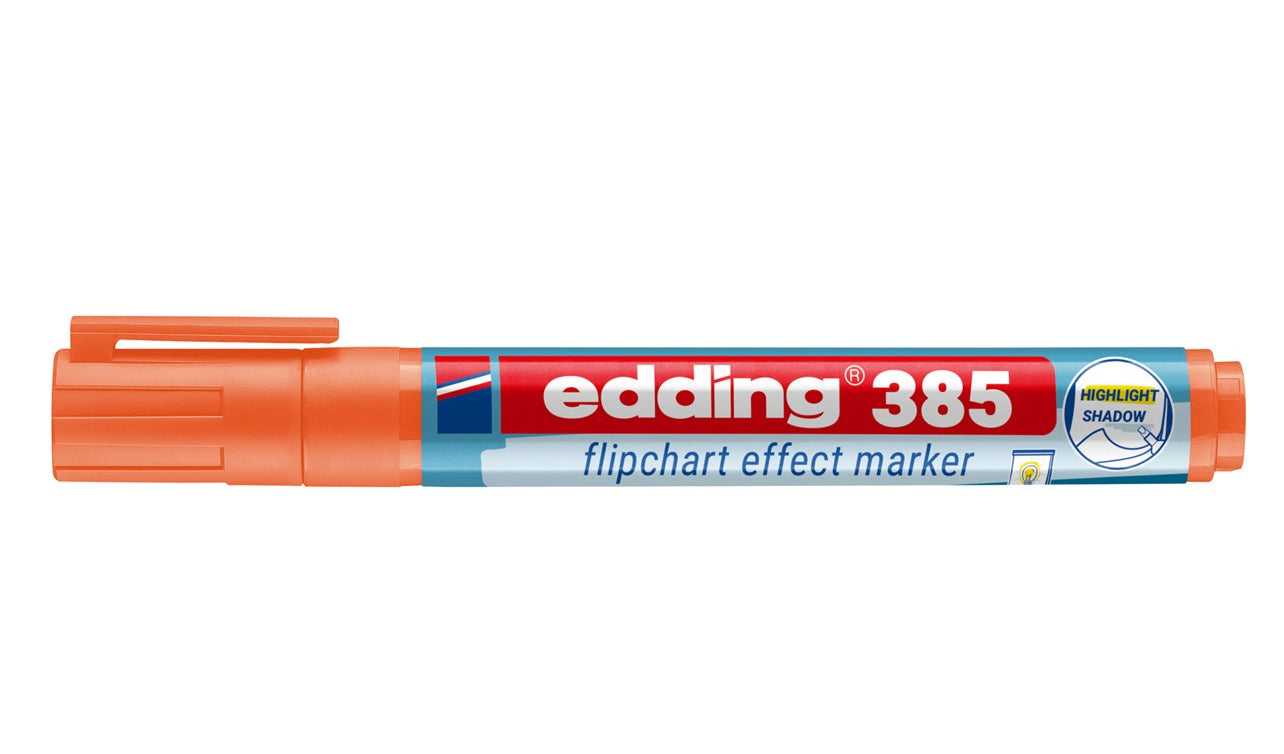 Edding Flipchart-Marker – Pinselspitze 1–5 mm, Orange, nachfüllbar, Cap-Off – für Flipcharts/Papier