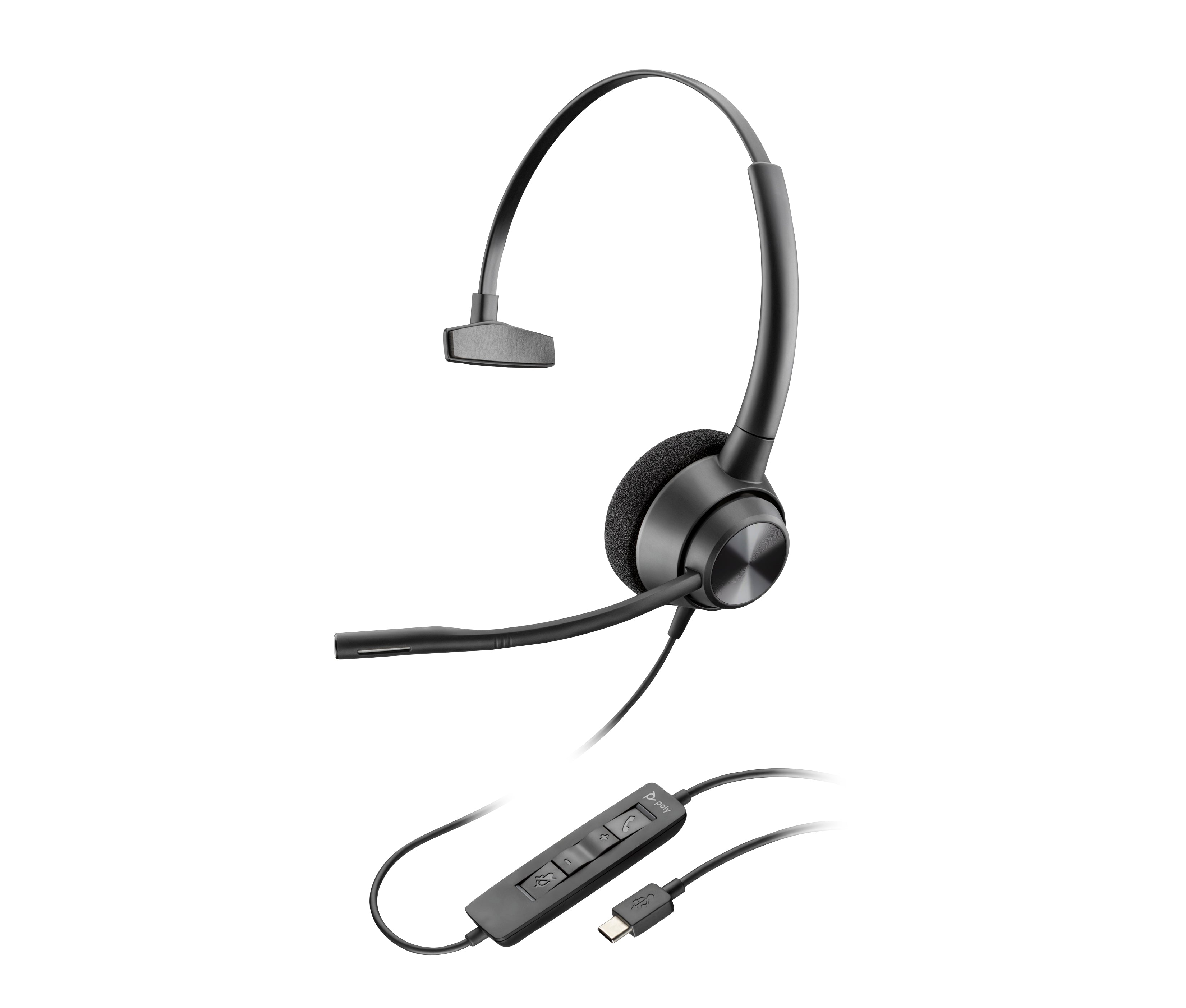 Poly EncorePro 310 Office-Headset – On-Ear, Mono, USB-C Kabel, Schwarz