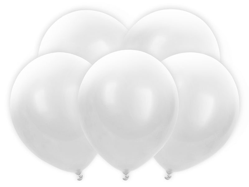 PartyDeco Geburtstagsluftballons – Weiss – Ø 30 cm – Latex – 5 Stk – LED (mehrfarbig)