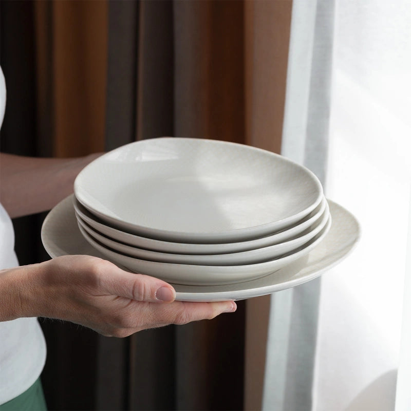 Lunasol Speise-Service Elements North Organic – Set 12-teilig, Ø 27/25/21 cm, Steingut, Beige
