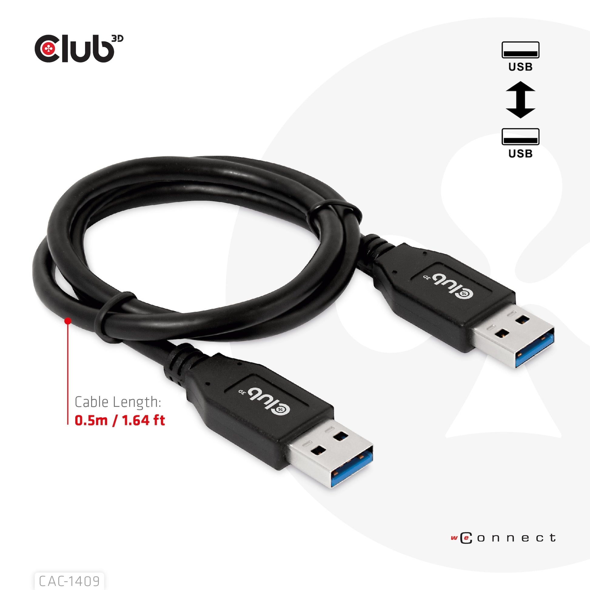 CLUB3D Club 3D – USB-Kabel, USB-A zu USB-A, 0,5 m, USB 3
