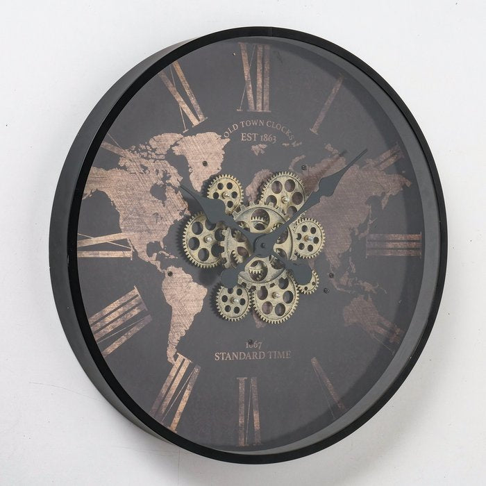Boltze Wanduhr Rodas – Ø 57 cm, braun, Glas