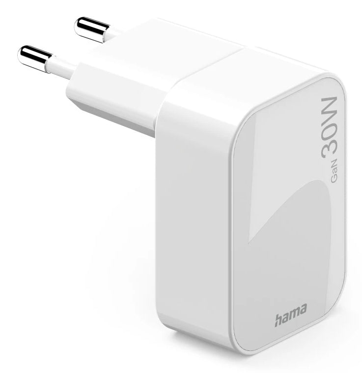 Hama 00201954 USB-Ladegerät 30 W – USB-C×1, PD, QC 3.0/2.0, GaN – Weiss