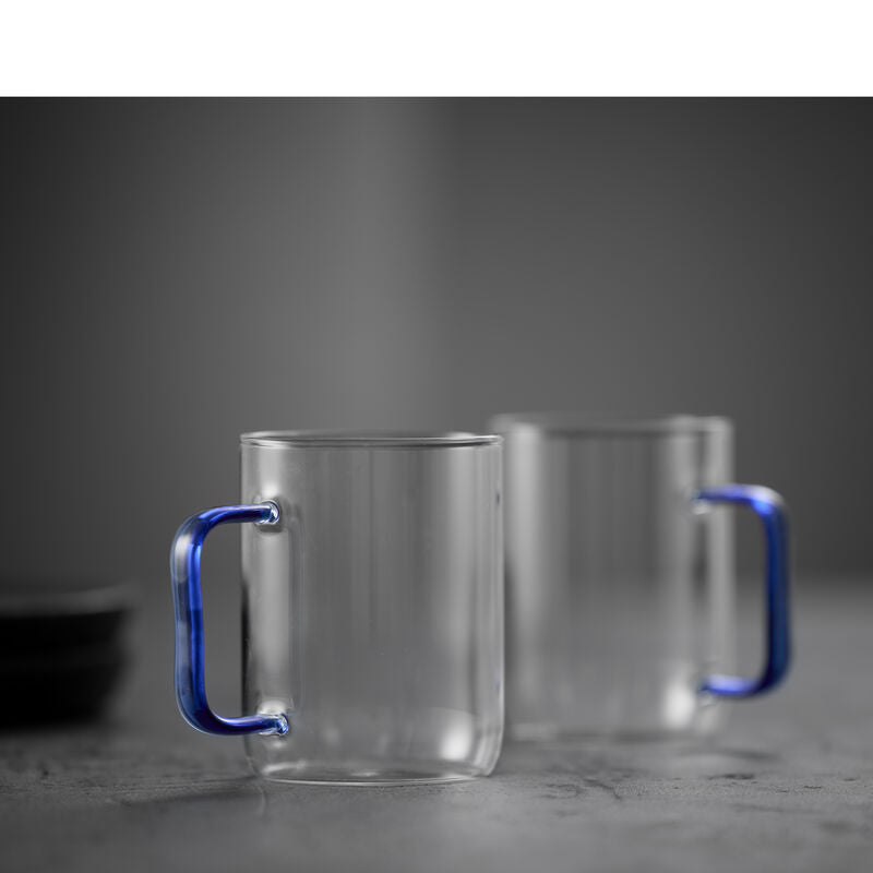 Lyngby Glas Lyngby Tasse Torino – 2er Set, 400 ml, Glas, Blau, spülmaschinenfest, mikrowellengeeignet