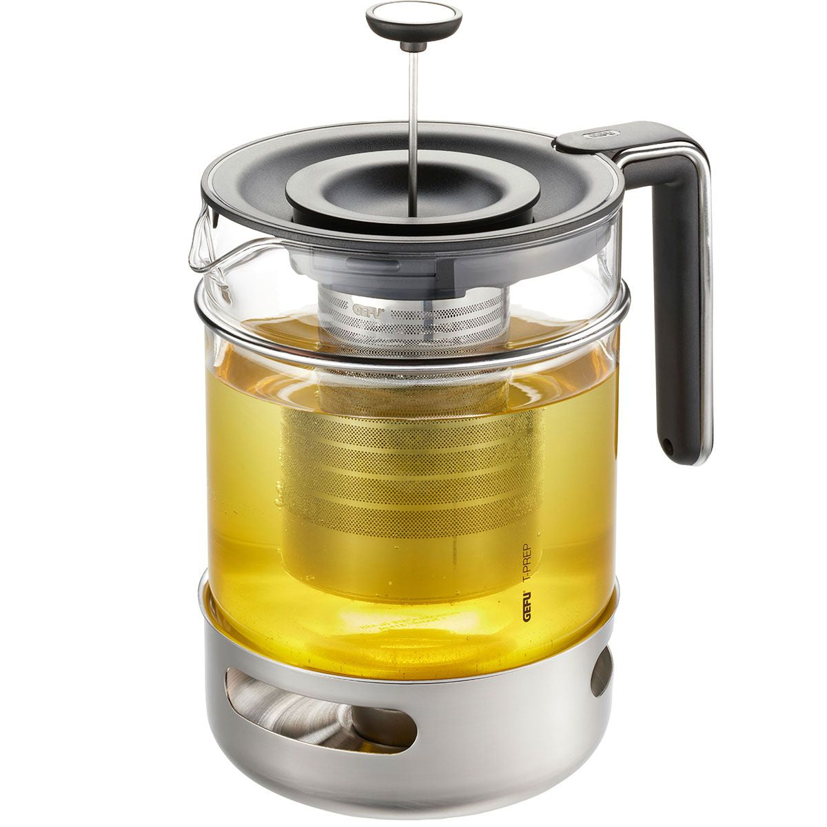 GEFU Teekanne – 1,5 l, 15,0 × 21,0 × 25,0 cm, Edelstahl/Glas, mit Edelstahlfilter, für Teelichter