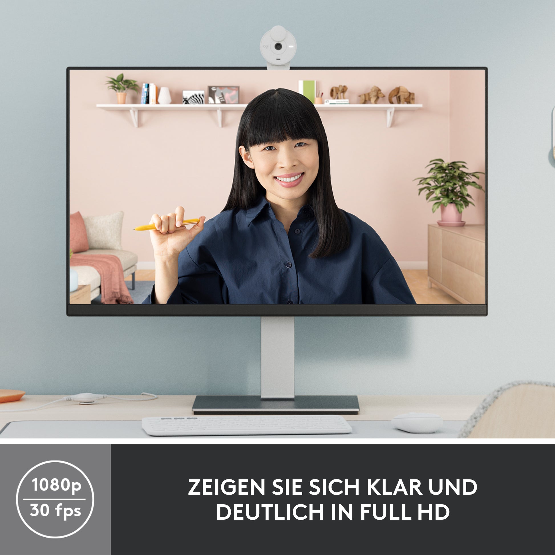 Logitech Brio 300 – Webcam – Full HD 1080p, Off-White