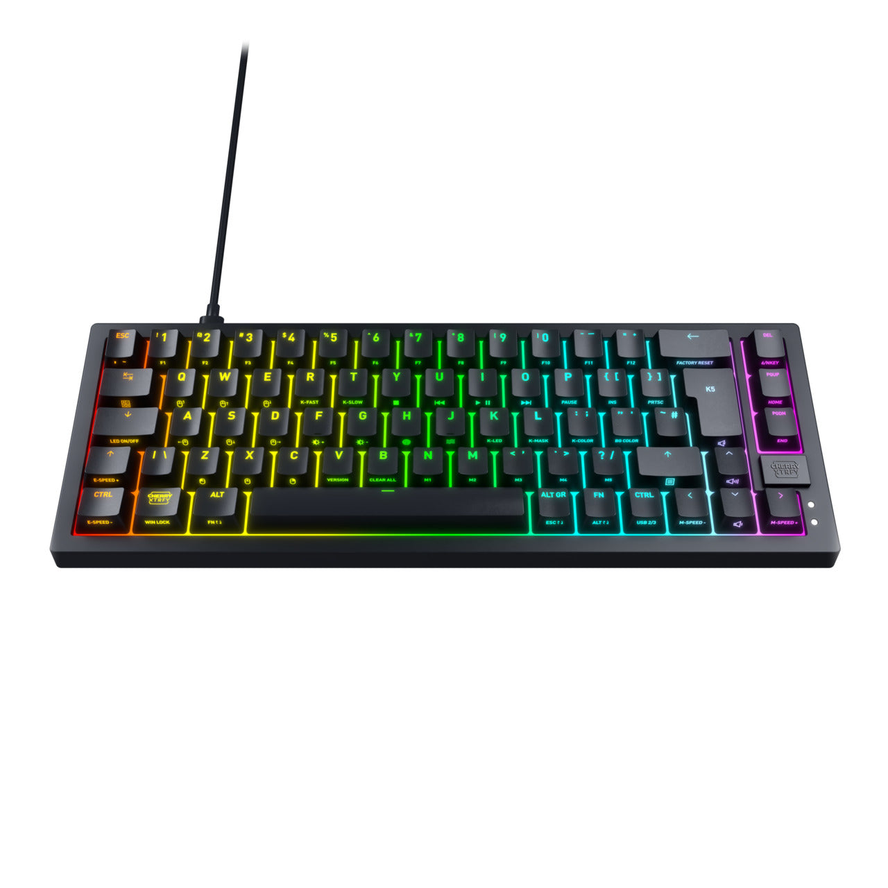 CHERRY K5V2 – Tastatur 65% – Mechanisch, MX Red, RGB – Kabelgebunden, USB – QWERTZ (DE) – Schwarz