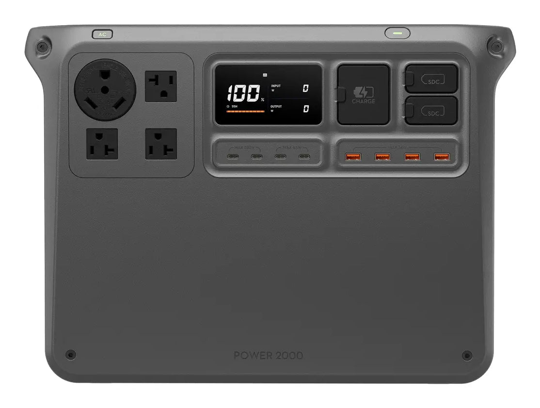 DJI Power 2000 – Powerstation, 2048 Wh, LiFePO4, 4× Schuko (Typ F), LCD, Bluetooth