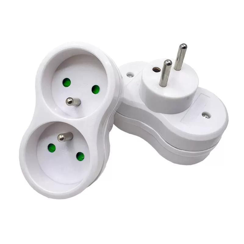 Microconnect MC-PLUGEU1+2FRW Reiseadapter EU-Stecker zu 2× Typ E – für Frankreich, Weiss