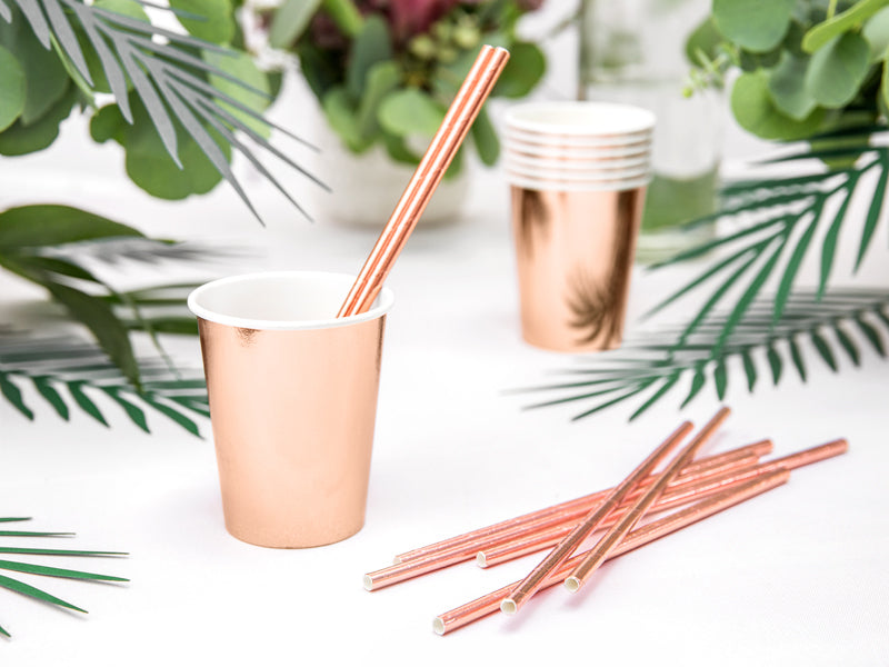 PartyDeco Trinkbecher, Papier/Karton – 2,2 dl Roségold – 6 Stk.