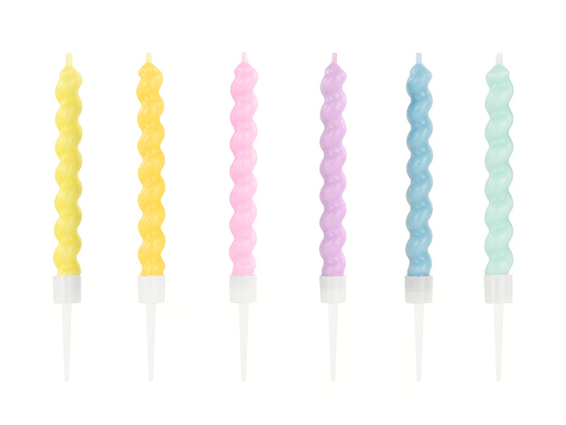 PartyDeco Geburtstagskerzen Spirale – Mehrfarbig – 8,5 cm – 6 Stk