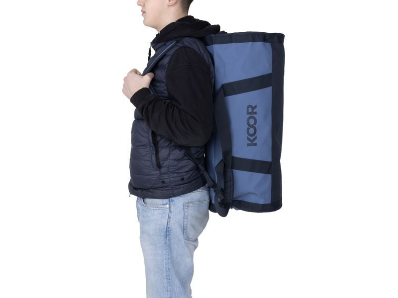 KOOR Sporttasche – 70 l, aus rPET, blau, 38,5 × 38,5 × 73 cm