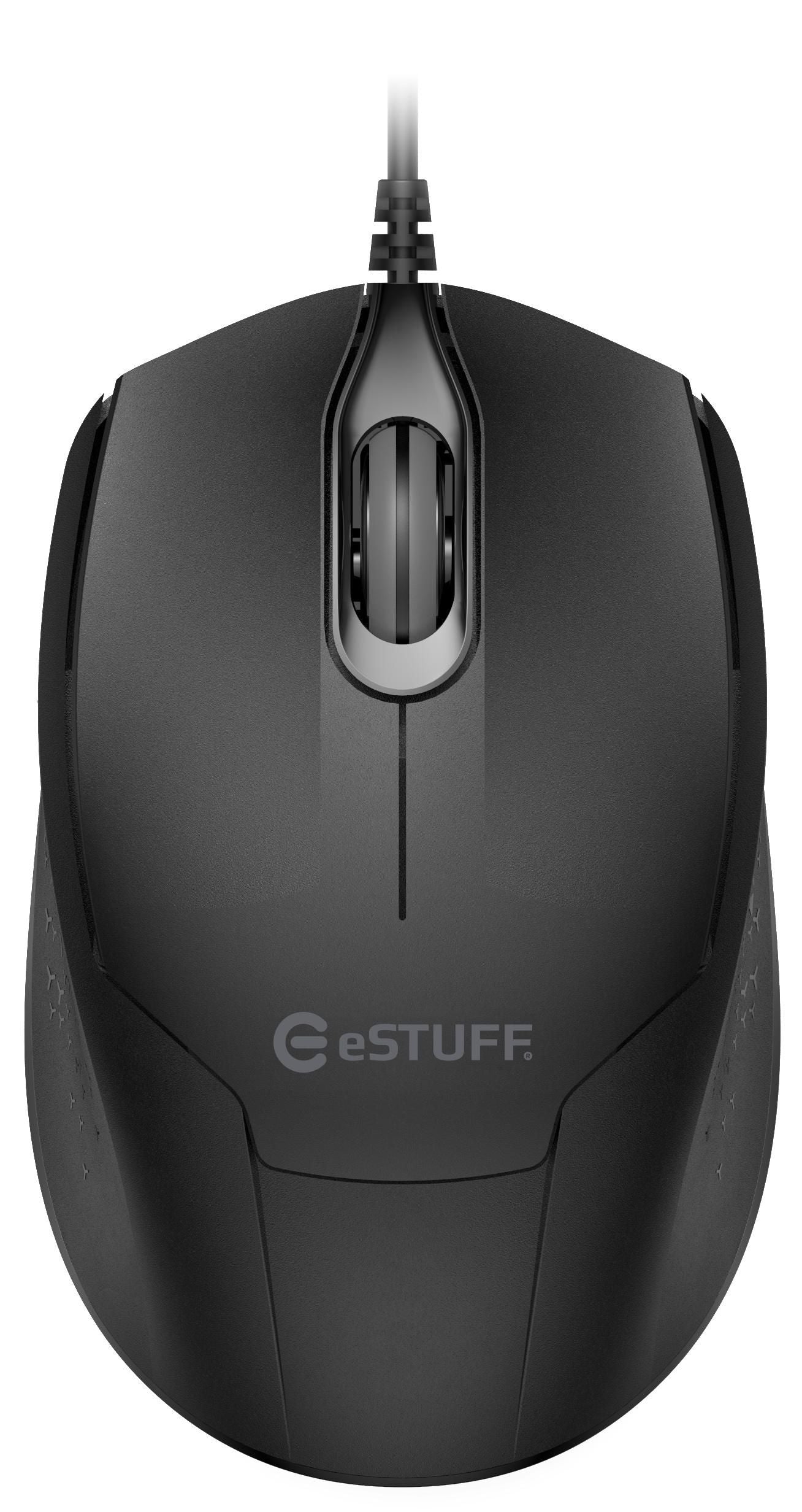 eSTUFF G120 – Maus – Kabelgebunden (USB‑A), beidhändig, Schwarz