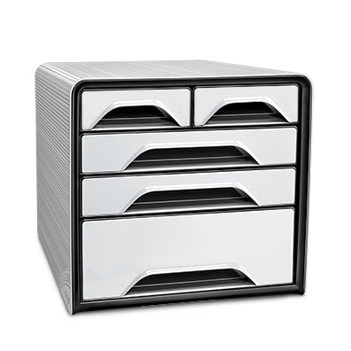 CEP Smoove 7-213 Schubladenelement – 5 Schubladen, für A4/C4, schwarz/weiss, B 270 × H 360 × T 288 mm