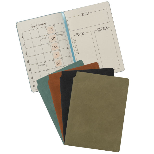 Kolma Smooth Notizbuch – A5 – punktiert – 144 Blatt – 80 g/m², Stiftschlaufe, Einstecktasche, braun