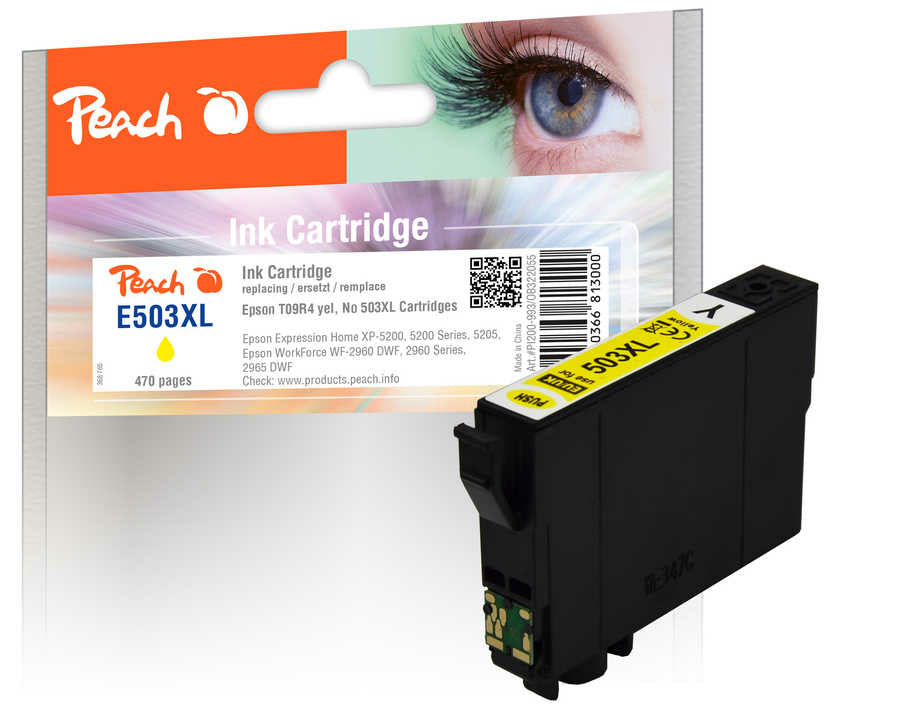Peach 503XL Gelbe Tintenpatrone (Kompatibel) – 470 Seiten – für Epson XP-5200/XP-5205, WF-2960/2965