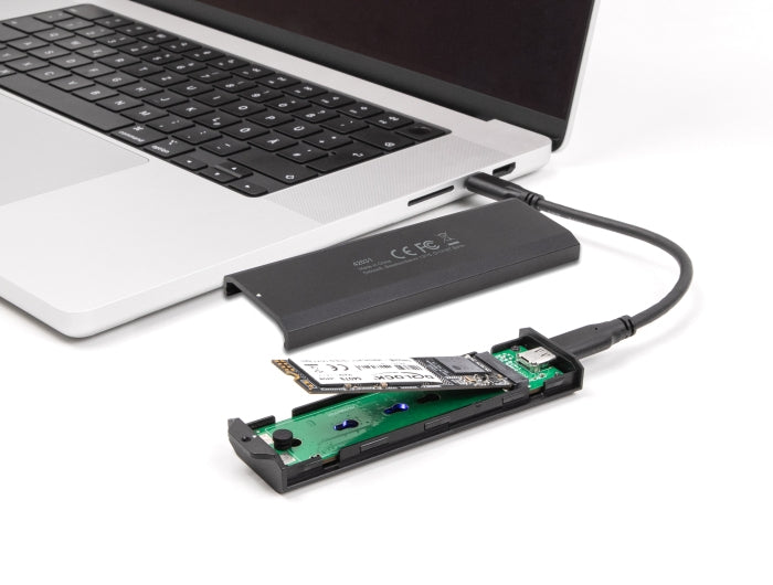 DeLOCK 42031 – 1-Bay SSD-Gehäuse (M.2) – USB 3.2 Gen 2x2 (20 Gbit/s), USB-C – für M.2 NVMe (PCIe) und M.2 SATA