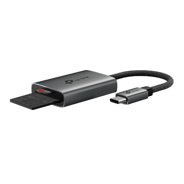 TP-Link UA440C Externer SD- & microSD-Kartenleser – USB-C (USB 3.2 Gen 1, 5 Gbit/s), Aluminium, Grau