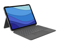 Logitech Combo Touch – Tastatur, UK-Layout (EN), mit Touchpad, Grau – für iPad Pro 11"