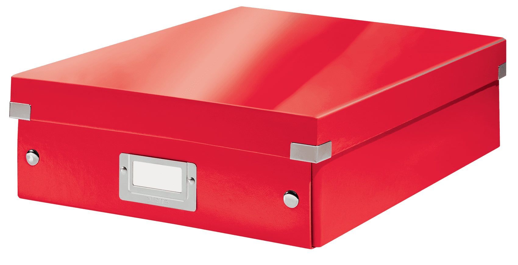 Leitz Click & Store WOW Aufbewahrungsbox 10 l – B 281 × H 100 × T 370 mm, mit Deckel, stapelbar, rot, Karton