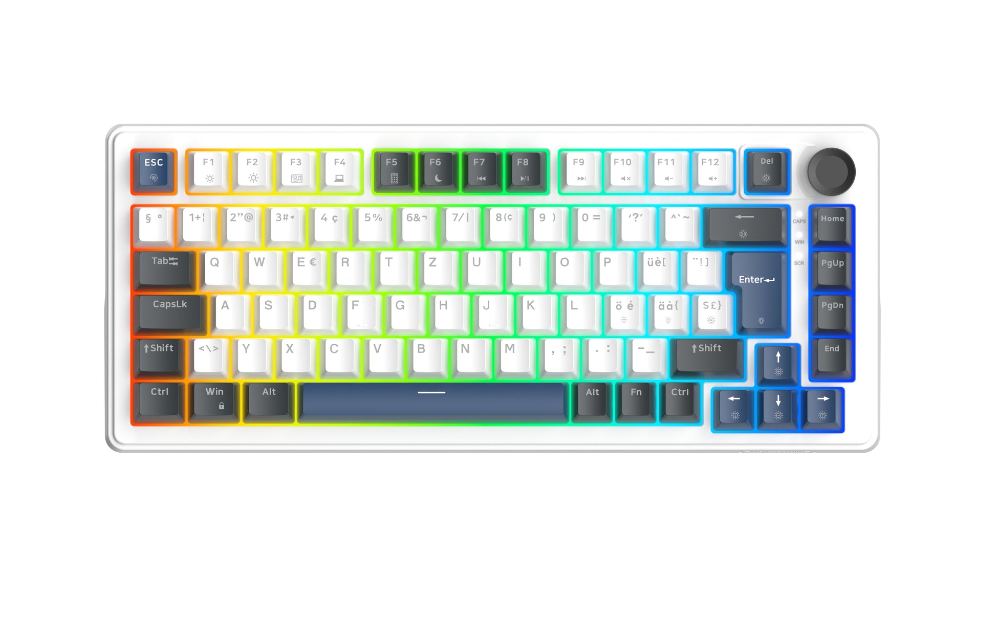 Deltaco Gaming DK480 – Gaming-Tastatur 75% – Mechanisch, RGB – USB-C kabelgebunden – QWERTZ (CH) – Weiss