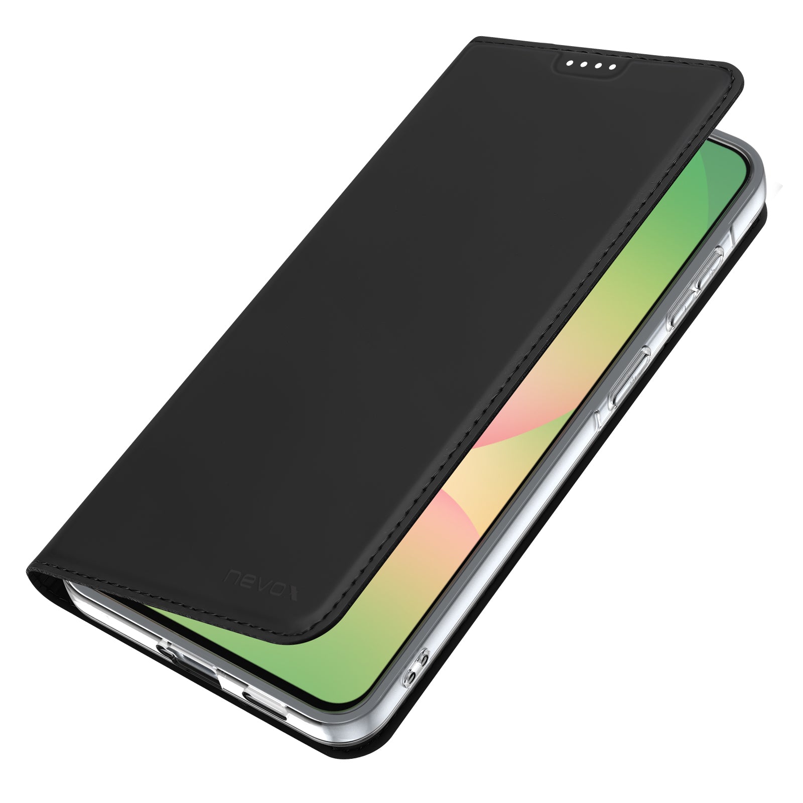 nevox Vario Series Folio – für Samsung Galaxy A57 5G, mit Ständer, mit Kartenfach, PU+TPU, Schwarz