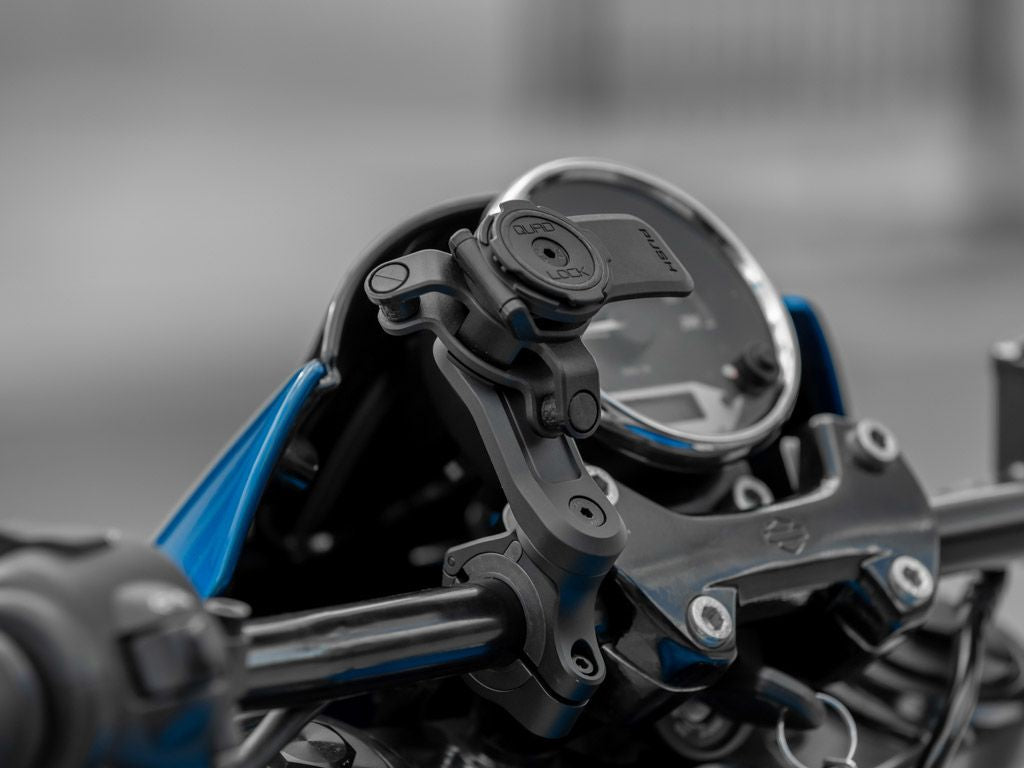 Quad Lock Motorrad-Halterung, Klemmhalterung, 360° – für Quad Lock Cases – Schwarz, Aluminium