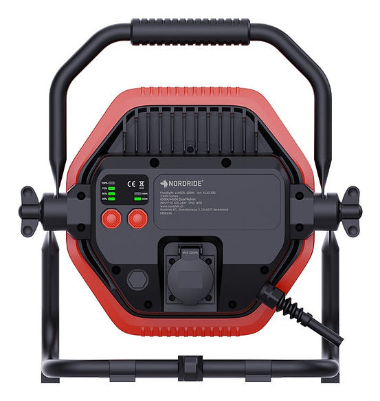 NORDRIDE Arbeitsstrahler – 10'000 lm, 100 W – Kaltweiss, 6000 K – IP65 – Netzbetrieb – IK08, Steckdose – Schwa