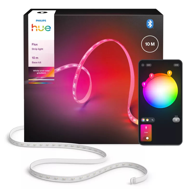 Philips Hue Lightstrip LED Flux Gradient 10 m – Bluetooth – RGBW – 2'000 lm 20 W – IP20 – weiss, Silikon
