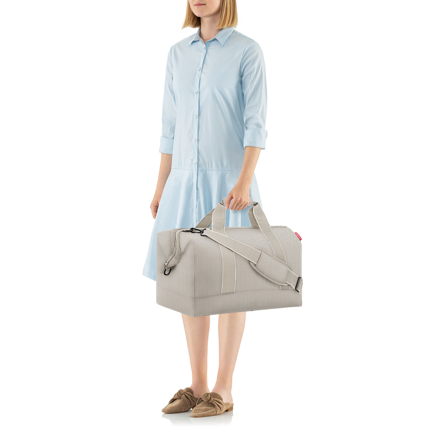 Reisenthel Umhängetasche Allrounder L – 30 l, Polyester, Herringbone Sand, 52 × 29 × 39.5 cm