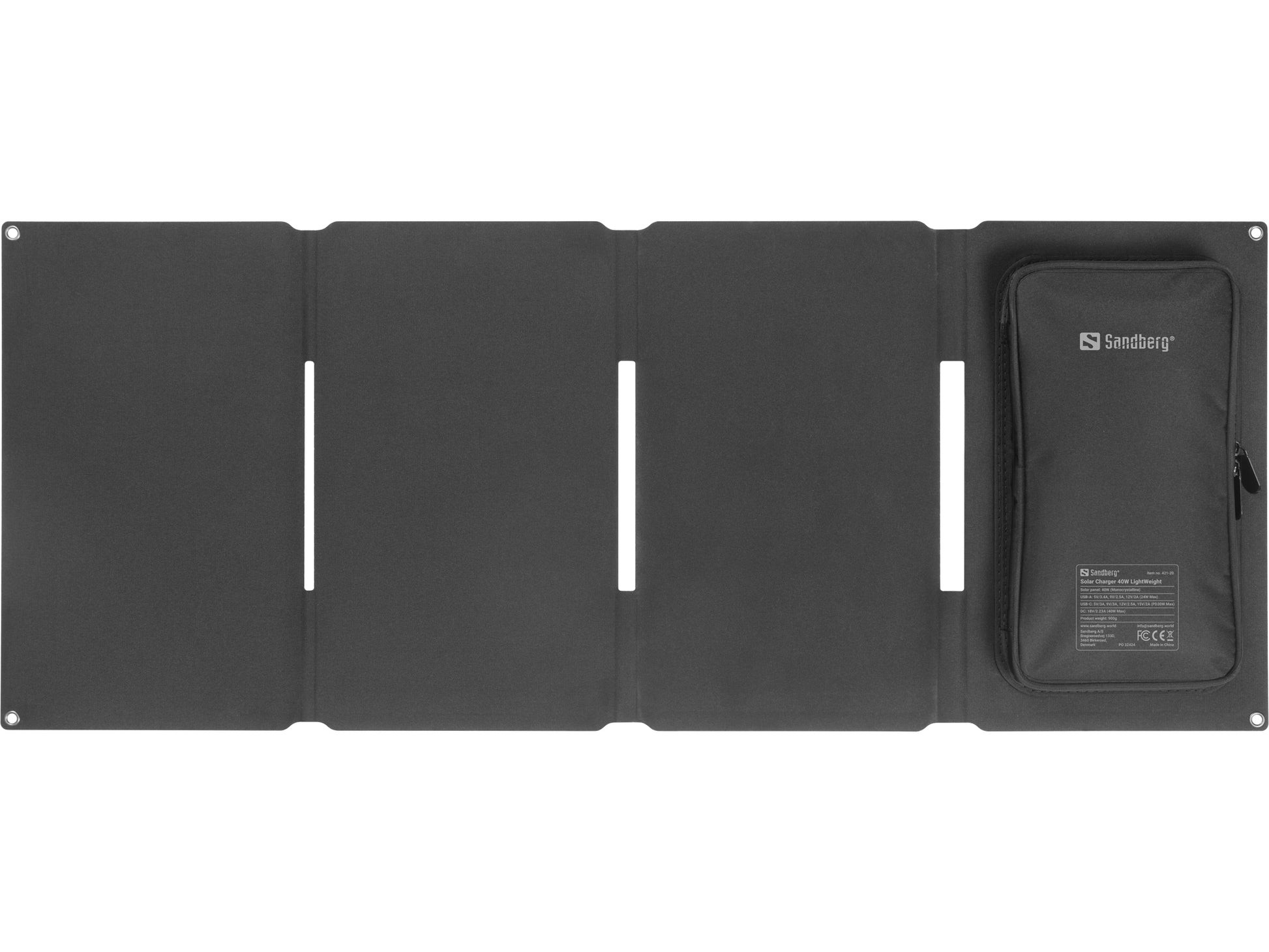 Sandberg 421-20 Solarpanel-Ladegerät 40 W – USB-C×1, USB-A×1, monokristallin – schwarz