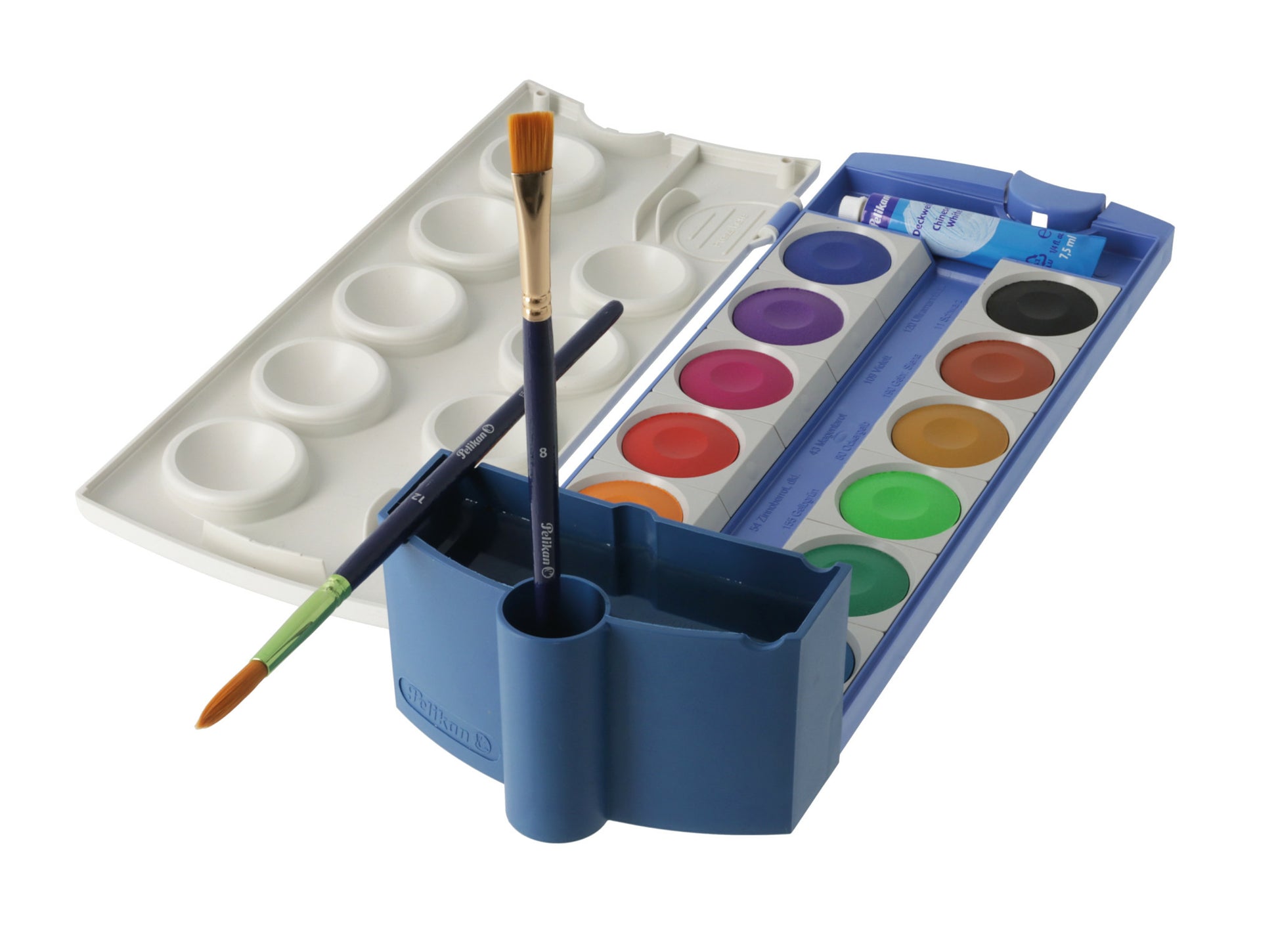 Pelikan Wasserbecher – Blau, 95% recycelter Kunststoff, ansteckbar, für Pelikan Deckfarbkasten K12 und K24