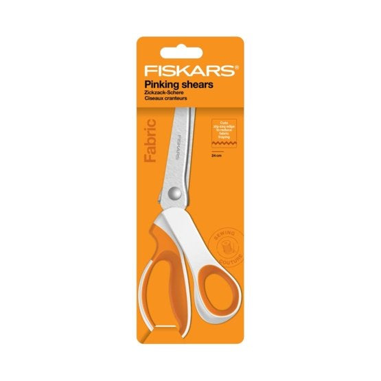 Fiskars Konturenschere 24,2 cm, für Rechtshänder – Edelstahl, Softgrip, Zickzack, Orange/Weiss